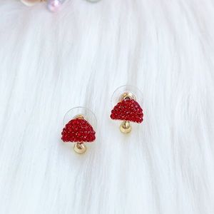 Mushroom earrings Alice in Wonderland rhinestone